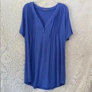 Bebonnie Lavender Pintuck Smock Tunic Top V-Neck Pleated Blouse Rounded Hem M/L